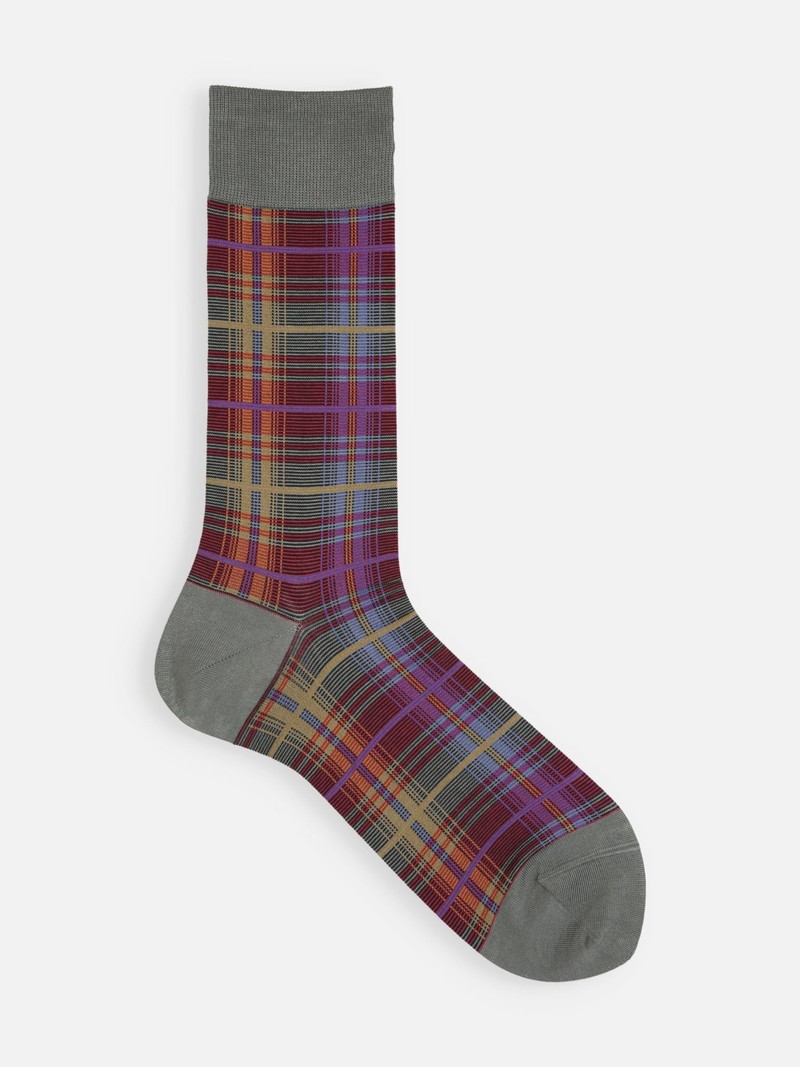 Calcetines hasta la rodilla estampado cuadros M