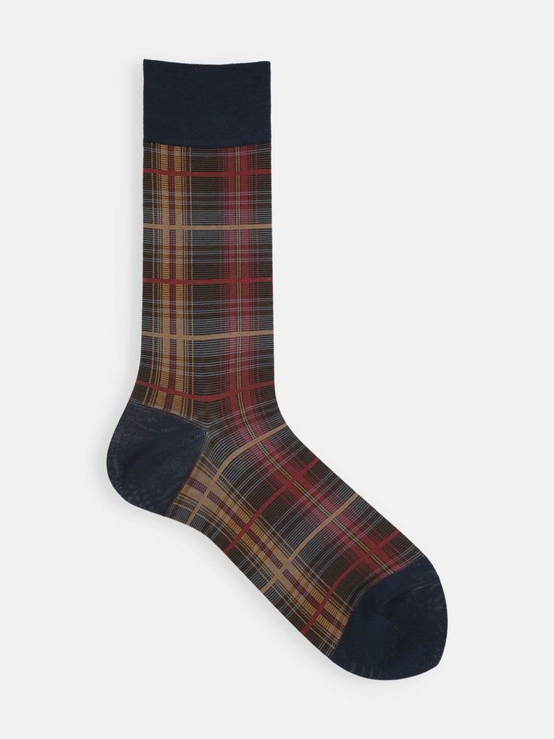 Calcetines hasta la rodilla estampado cuadros M