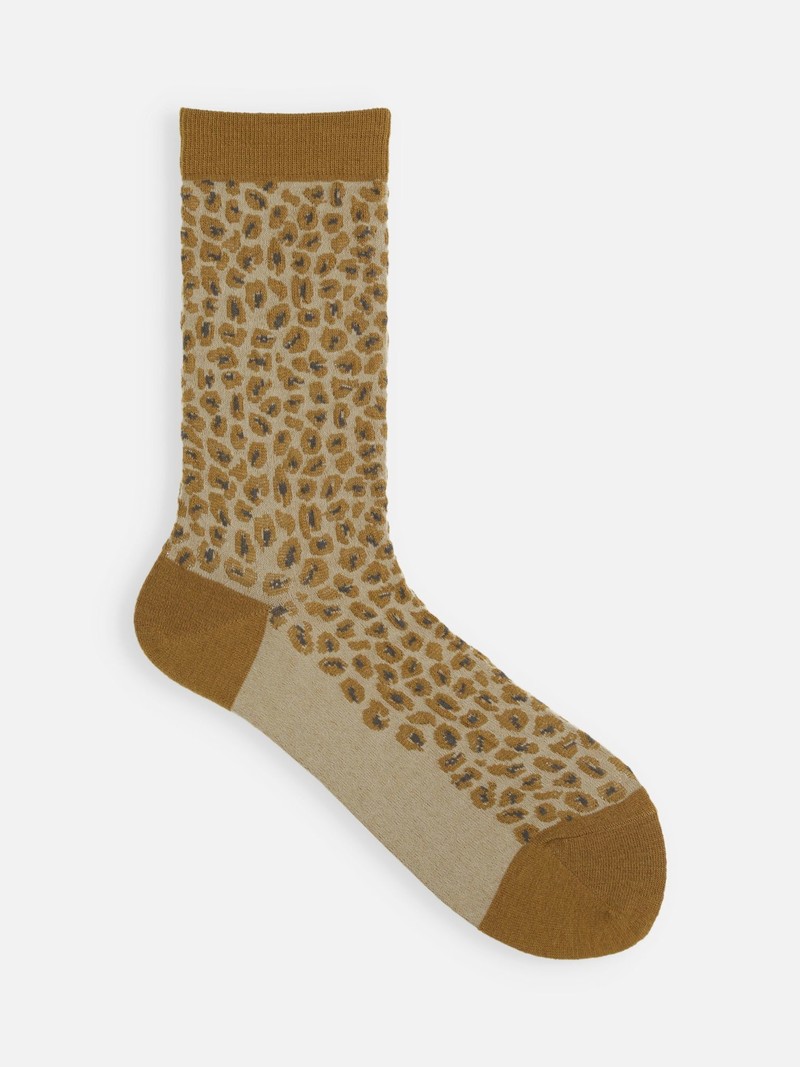 Wool Leopard Crew Socks