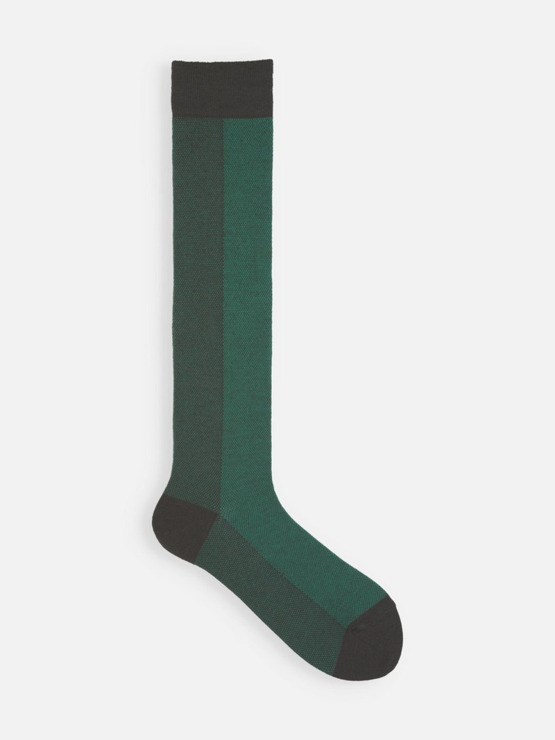 Tweed Bicolore wol/katoen hoge sokken