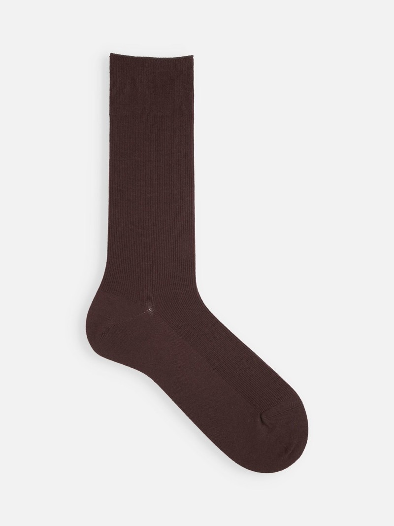 Mi-chaussette laine Mérinos luxe côtes 1x1 M