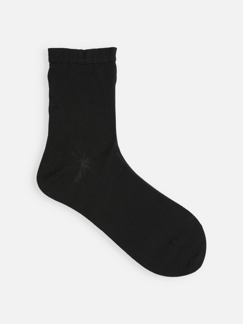 Silk Plain Soft Top Low Crew Socks