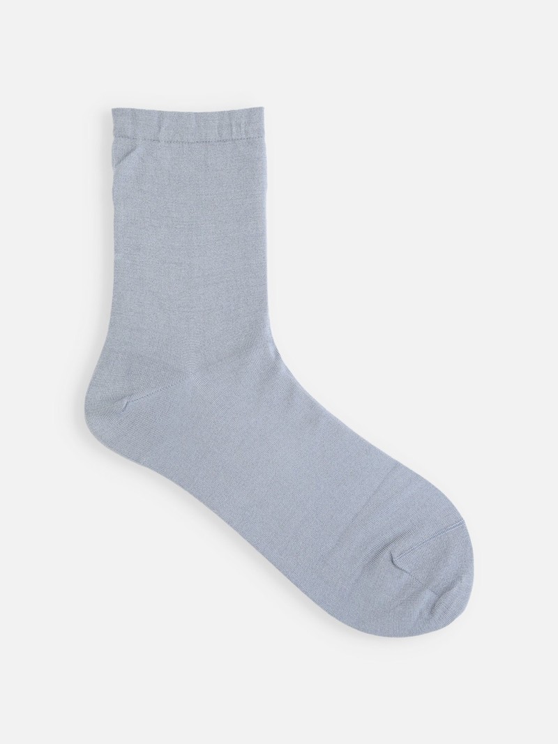 Silk Plain Soft Top Low Crew Socks