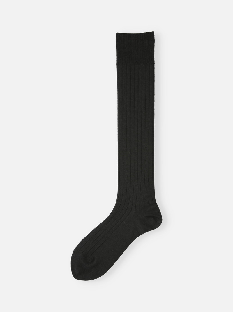Merino Wool 9x2 Ribbed Fine Knee High Socks