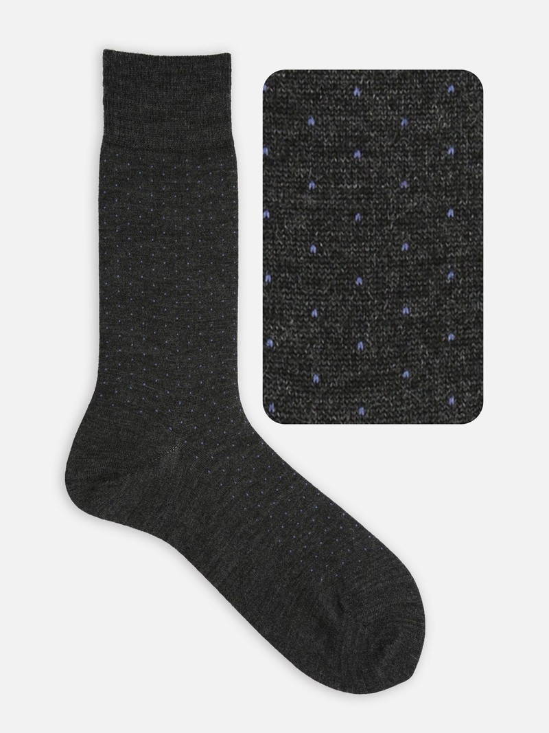 Merino Wool Pindot Mid-Calf Socks M