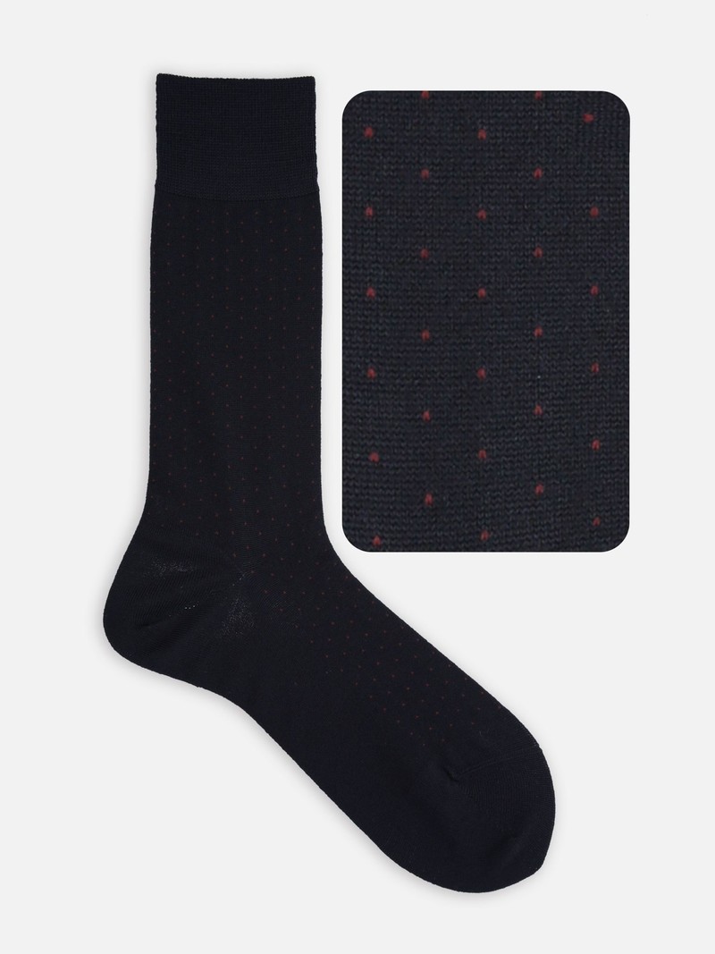 Merino Wool Pindot Mid-Calf Socks M