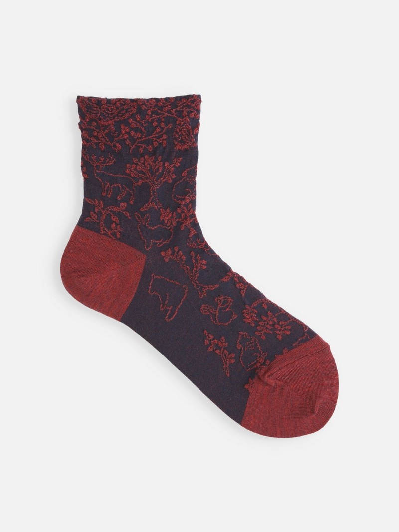 Merino Wool Animal Float Low Crew Socken