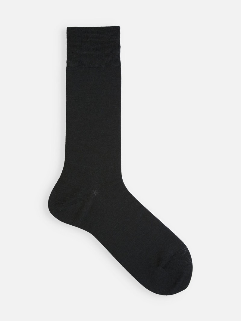 Merino Wool Plain Mid-Calf Socks L