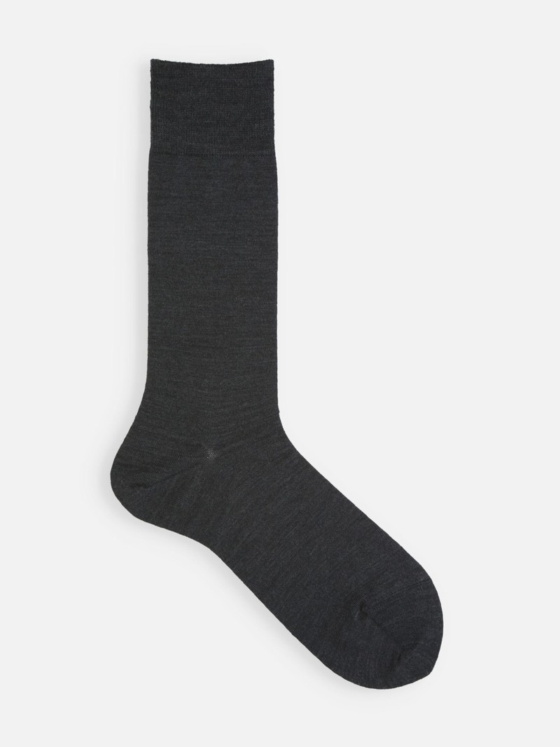 Merino Wool Plain Mid-Calf Socks L