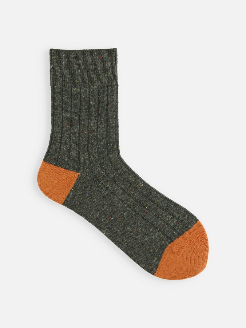 Wool Nep Bicolour Low Crew Socks