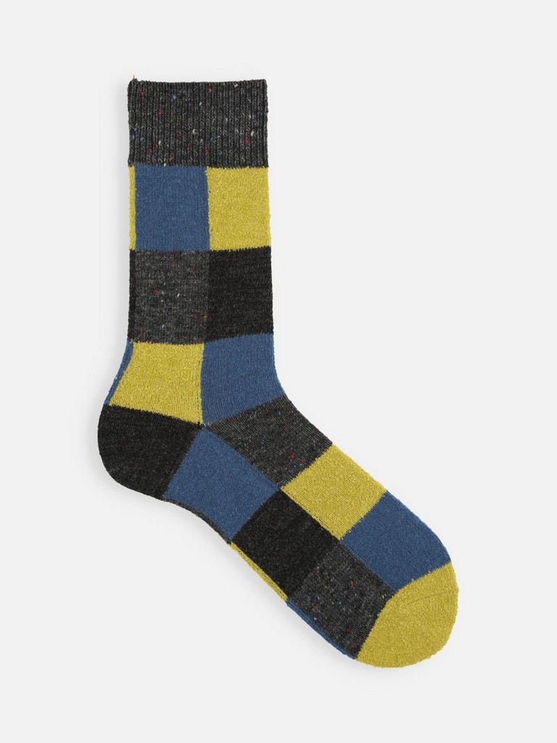 Halfhoge sokken met wollen patchwork M