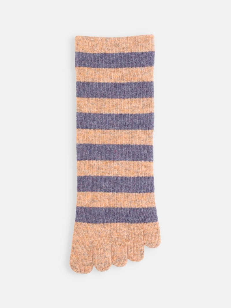 Tabi-Socken aus Merinowolle mit breiten Streifen