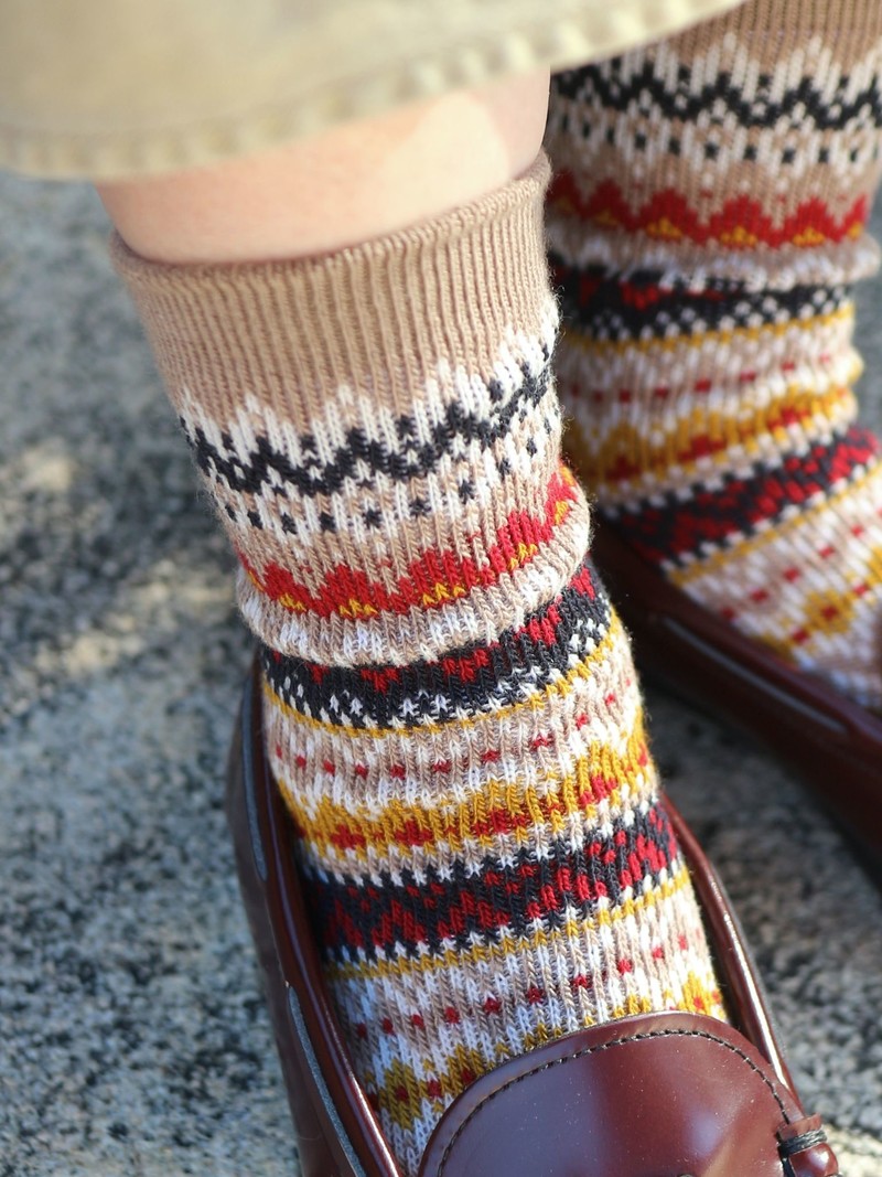 Nordic Pattern Crew Socks