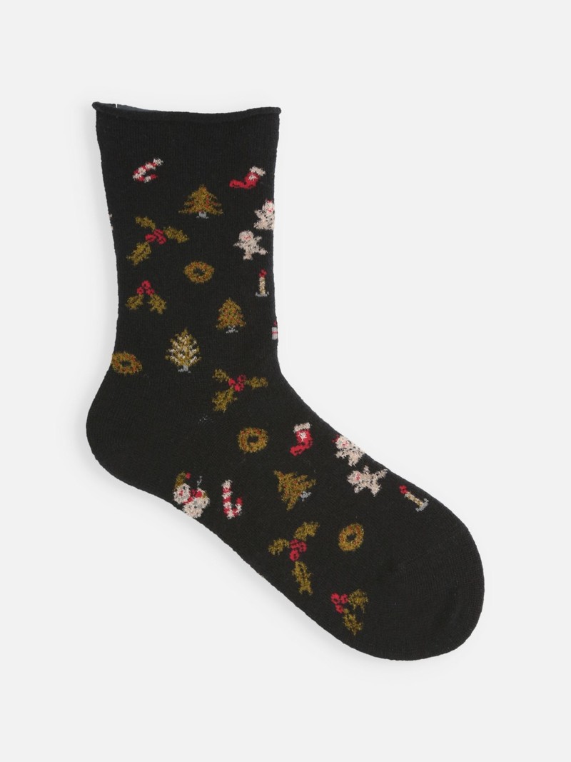 Wool Christmas Ornament Low Crew Socken