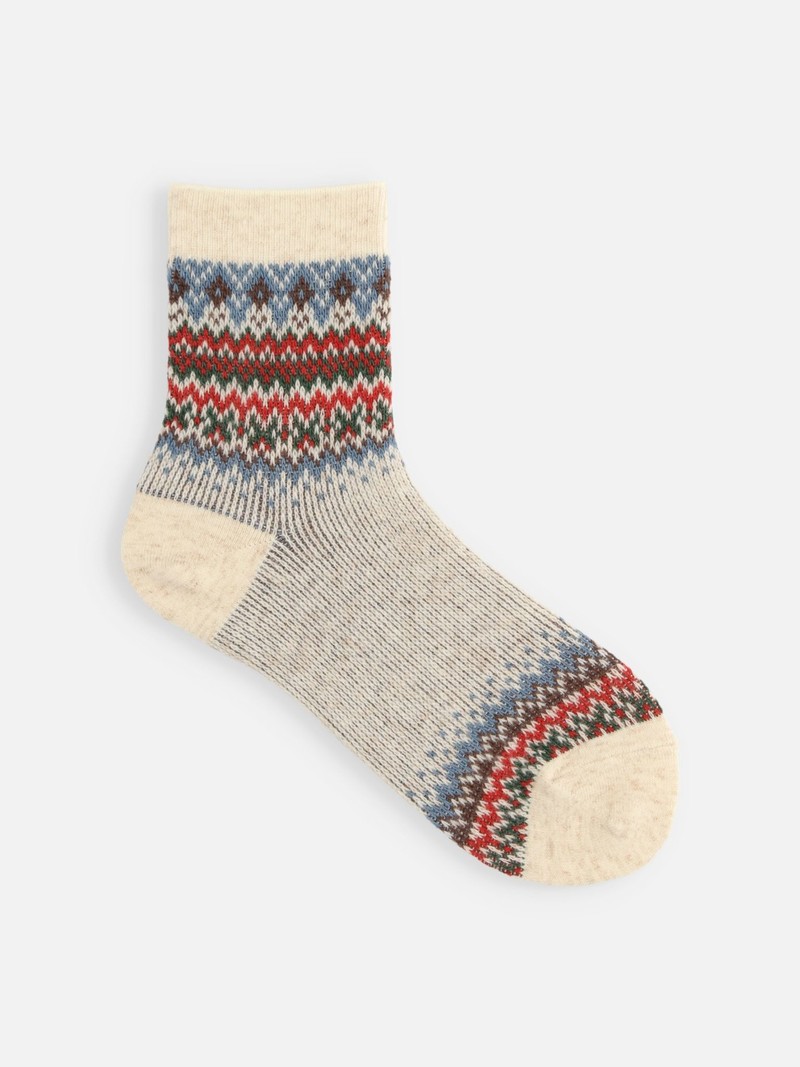 Merinowol jacquard gestreepte lage ronde sokken