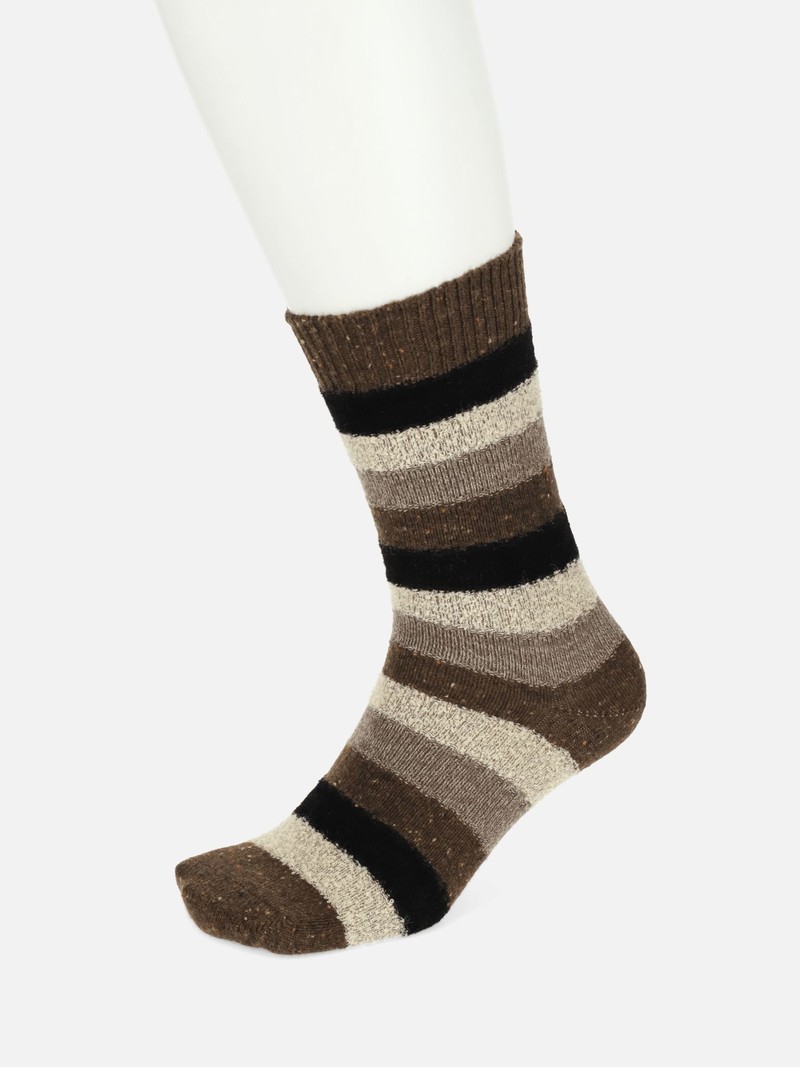 Mi-chaussette laine rayures chinées M