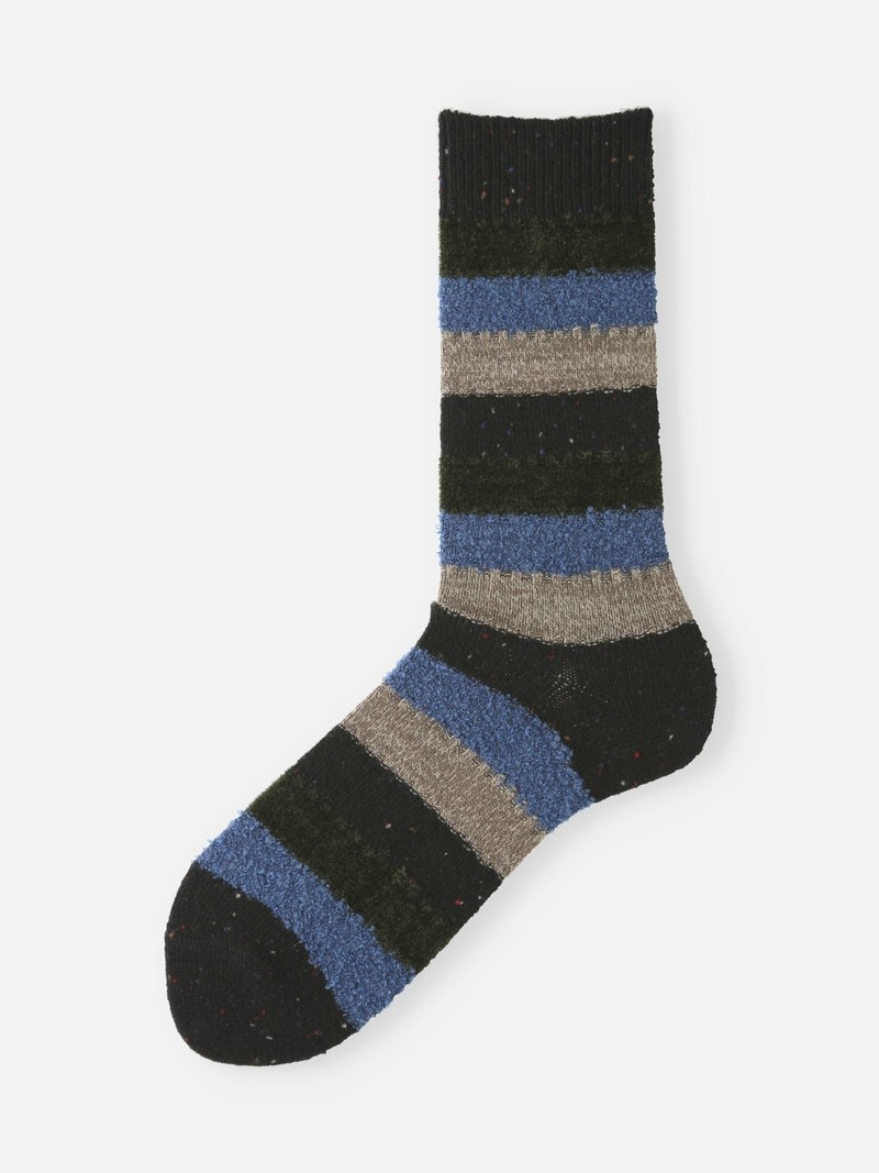 Mi-chaussette laine rayures chinées M