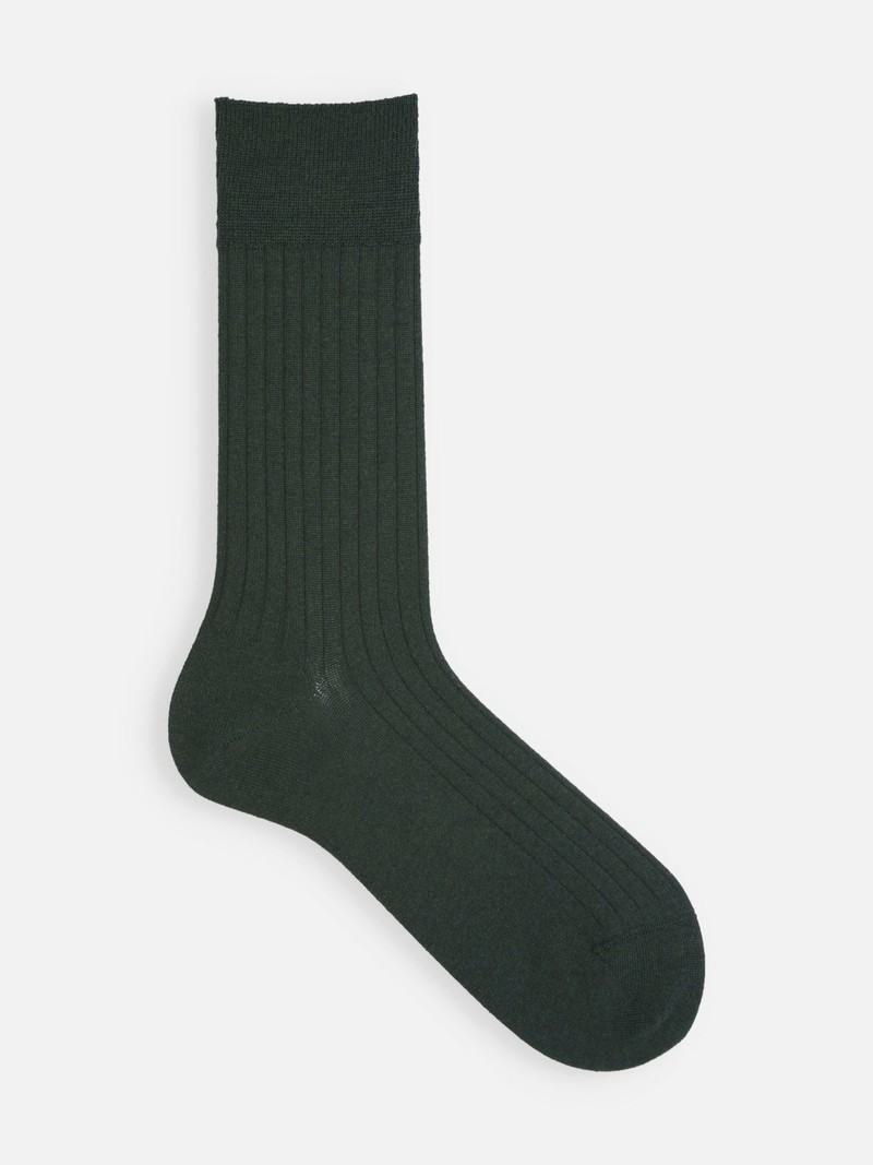 Merino Wool Ribbed Mid-Calf Socks L