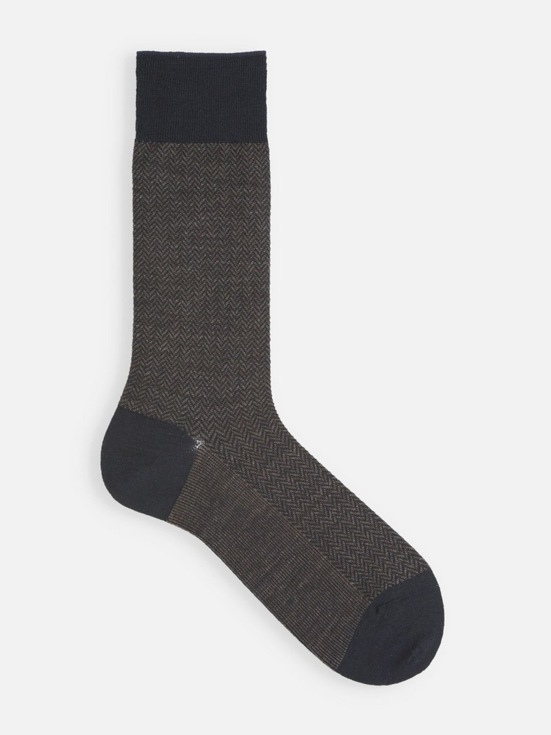 Halfhoge sokken van merinowol met visgraatmotief L
