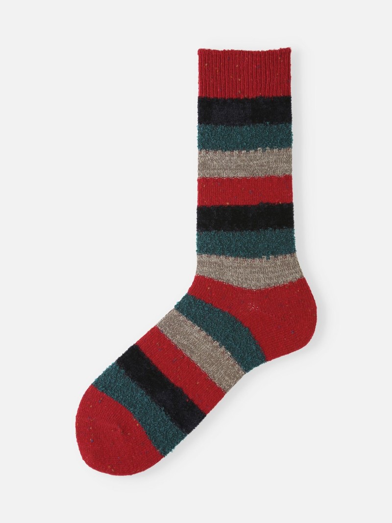 Mi-chaussette laine rayures chinées M