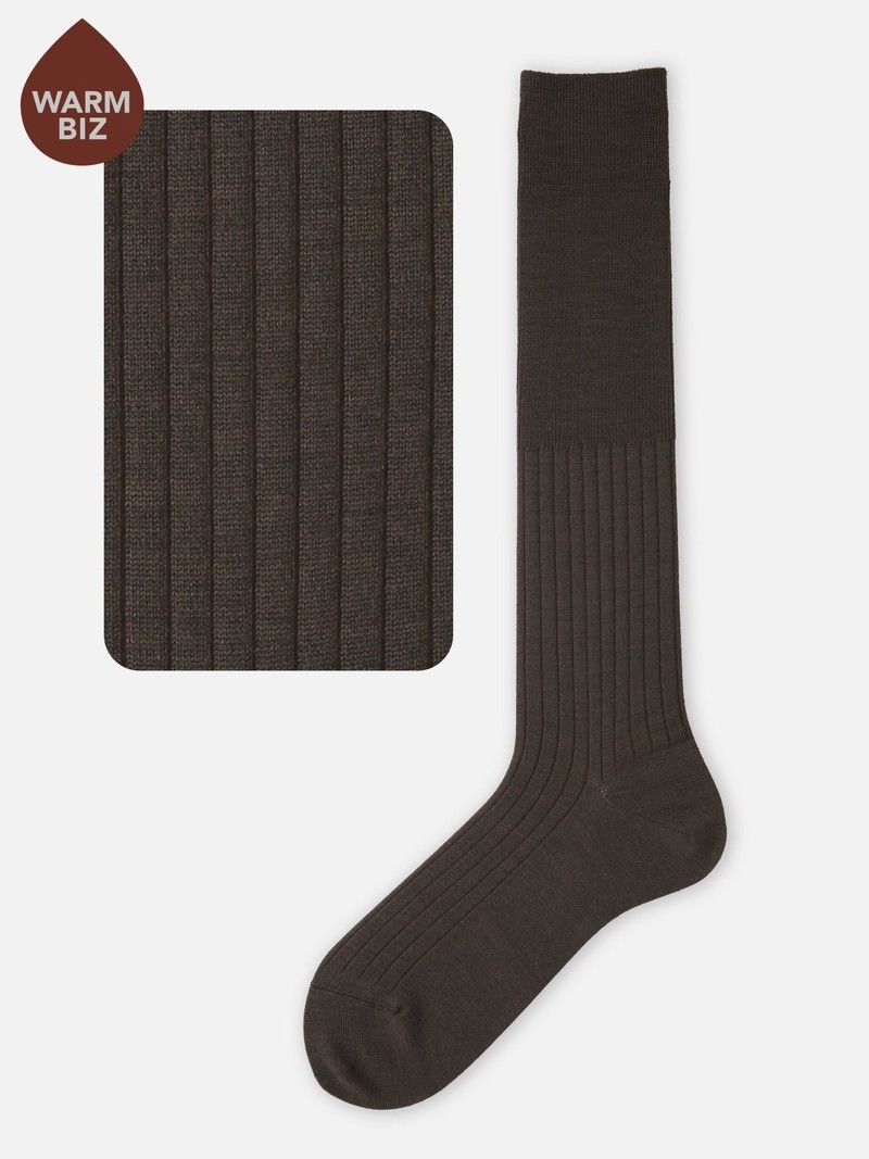 Merino Wool Ribbed High Socks L