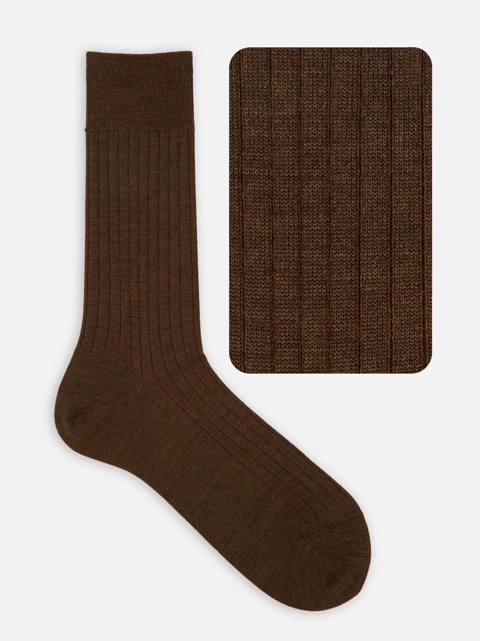 Merino Wool Ribbed Mid-Calf Socks L