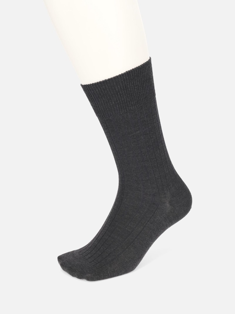 Merino Wool Ribbed Mid-Calf Socks L