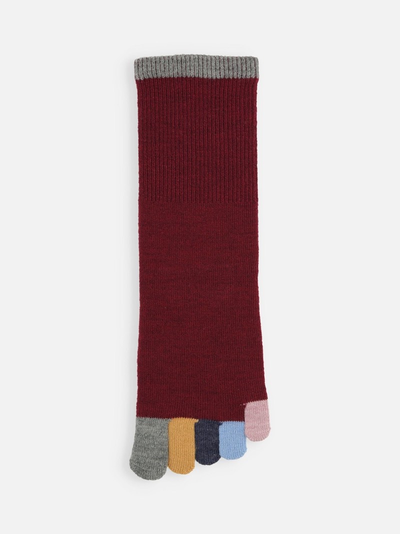 Mi-chaussette 5 orteils colorés laine sans élastique