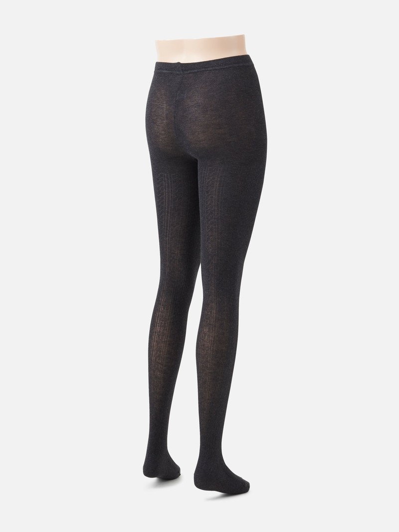 Collant Coton mélangé à rayures Noir - Collants et mi-bas