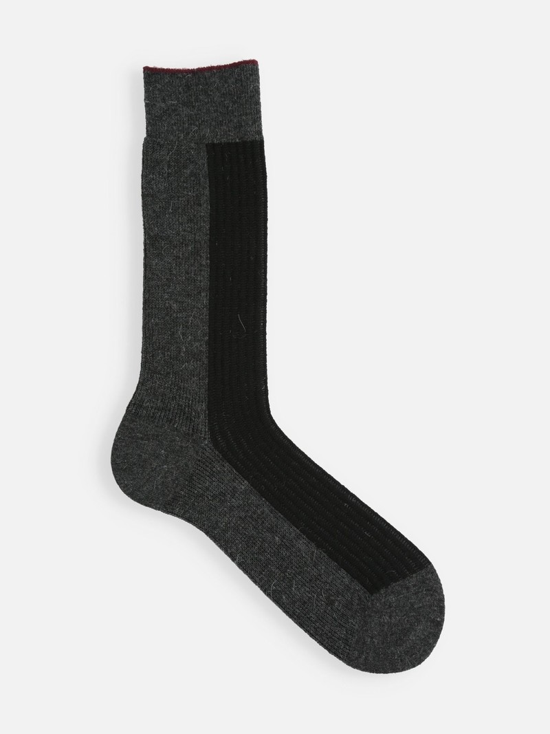 Merino Bicolore Rib Linking Crew Socken M