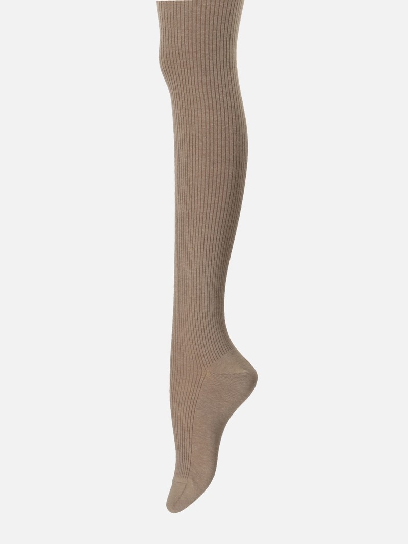 Fine Cotton Mix Ribbed Tights 250D M - TABIO E-SHOP Paris