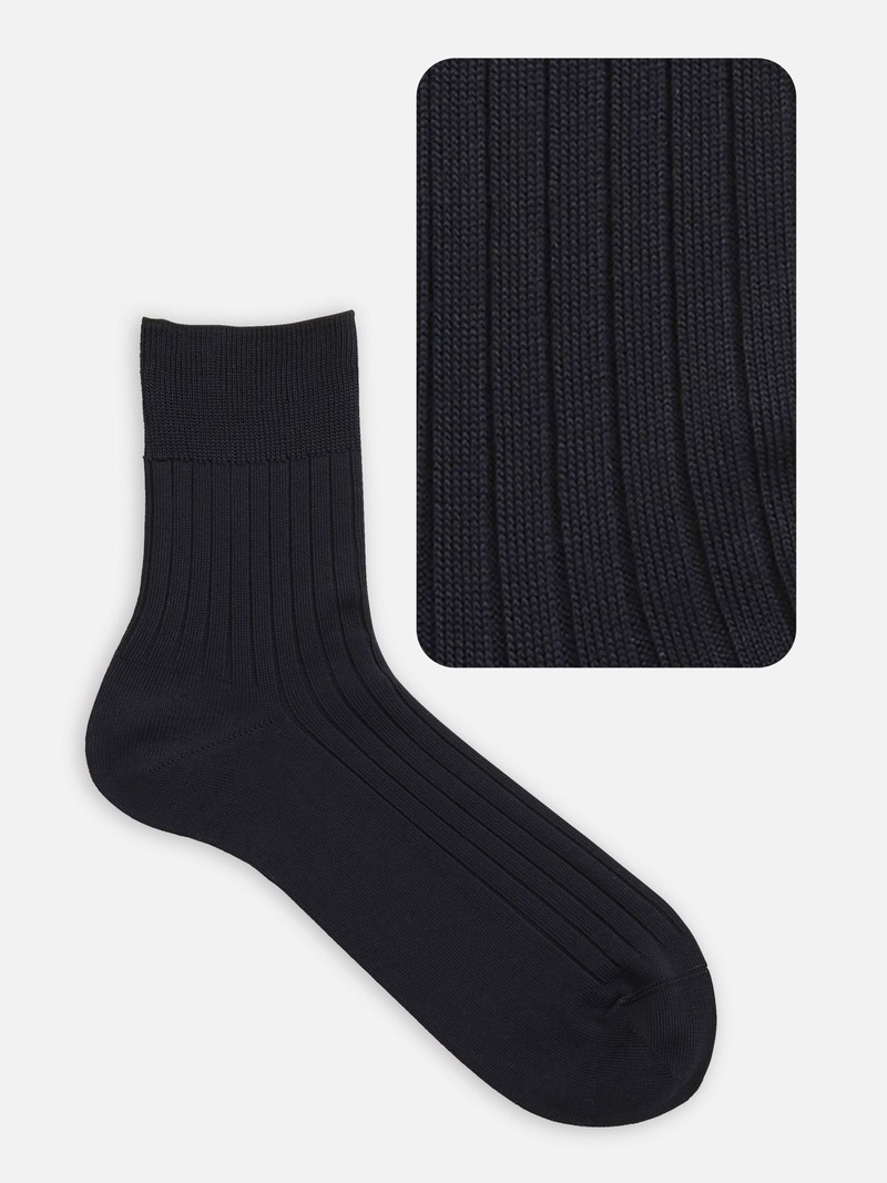 Plain Ribbed Short Socks L