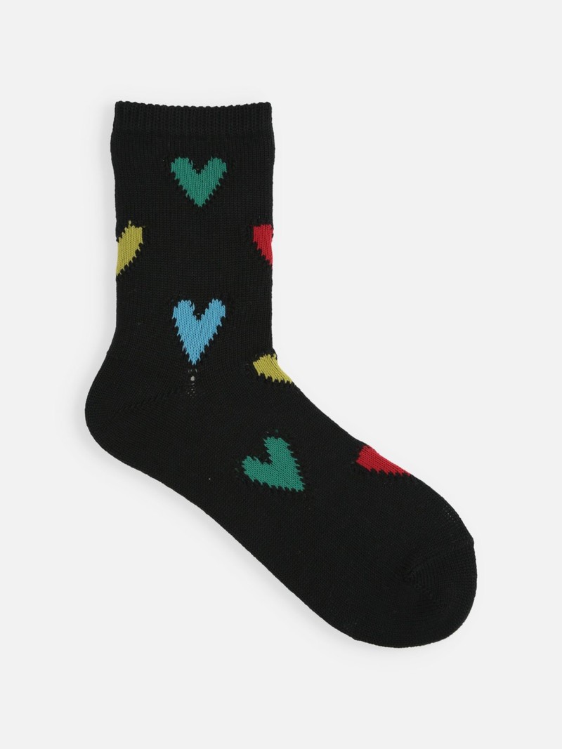 Crew-Socken mit bunten Herzen
