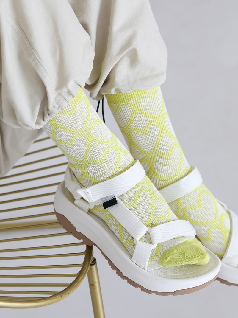Jacquard Panel Stripe Mid-Calf Socks M - TABIO E-SHOP Paris