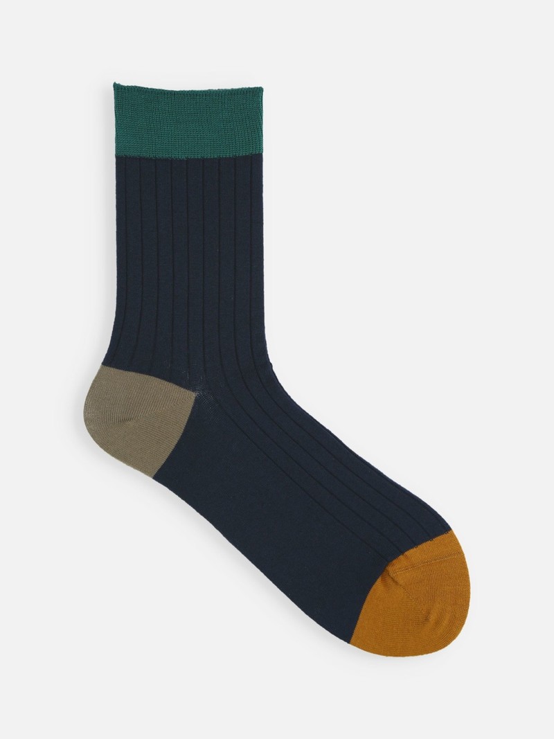 Coloured Top 8X2 Ribbed Low Crew Socks