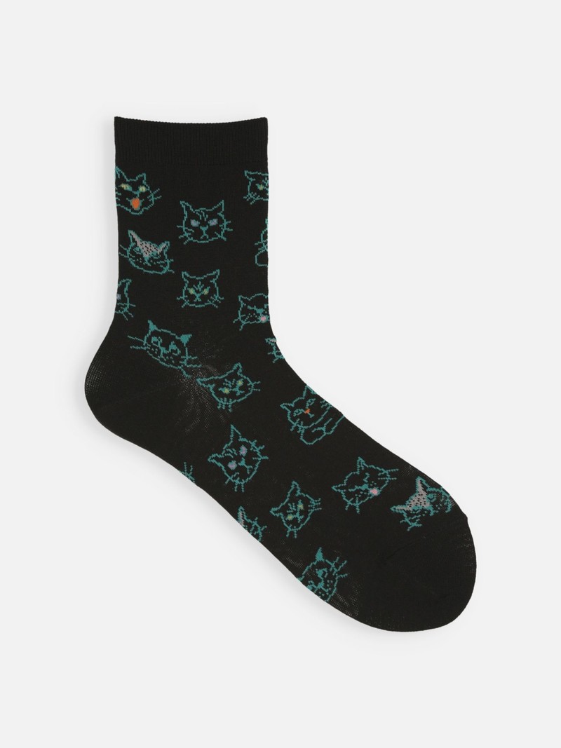 Cats Pattern Low Crew Socks