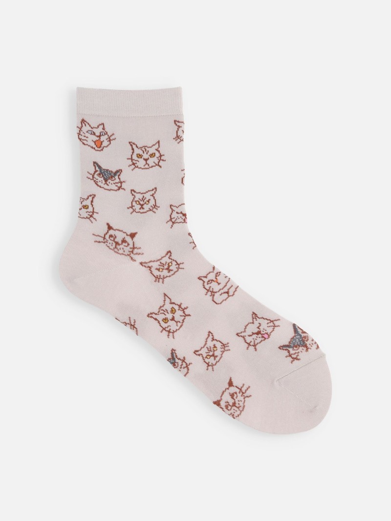 Cats Pattern Low Crew Socks