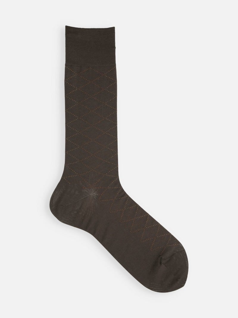 Stitched Diamond Mid-Calf Socks M