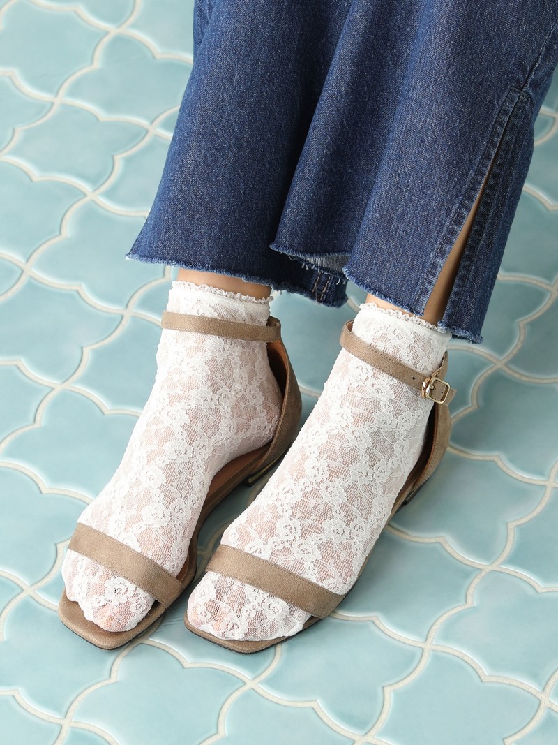 Rose Buds Lace enkelband sokken