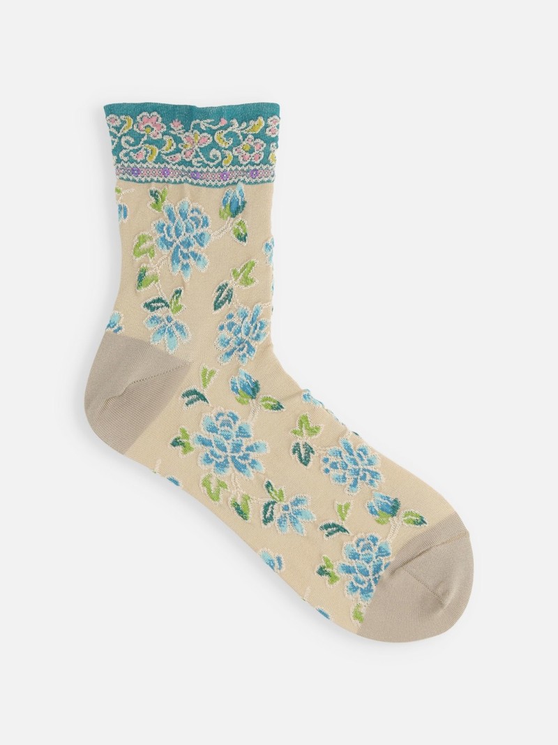 Float Oriental Flower Low Crew Sokken