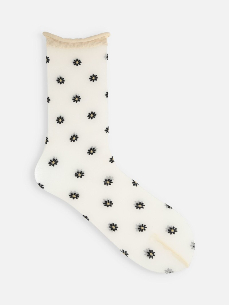 Transparente Crew-Socken mit Dailsy-Muster