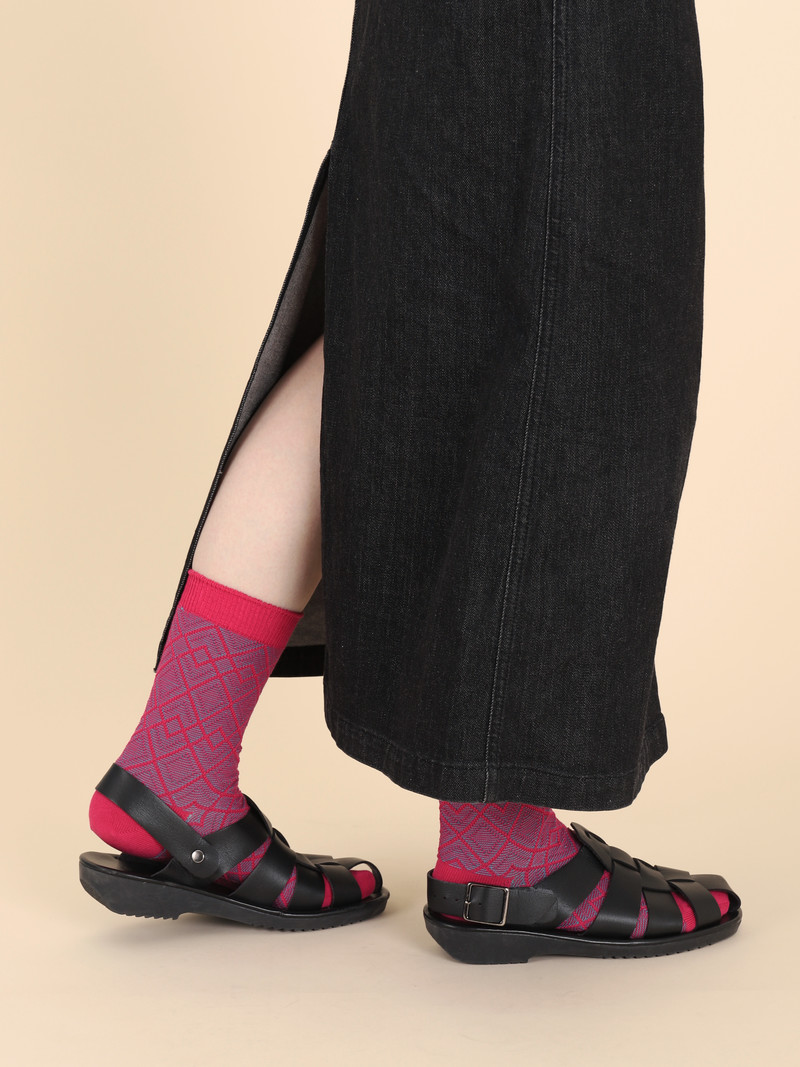 Mi-chaussettes 3/4 jacquard motif géométrique