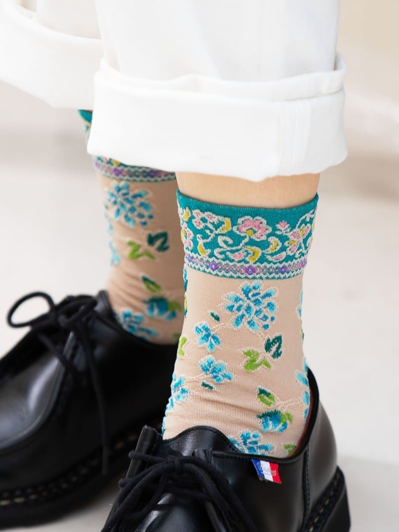 Float Oriental Flower Low Crew Sokken
