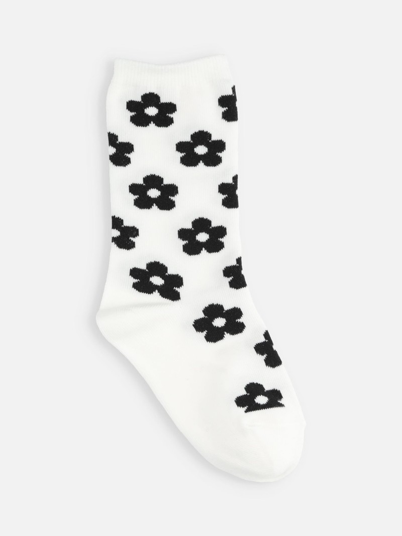 Kids Flower Pattern Crew Socks 16-18cm