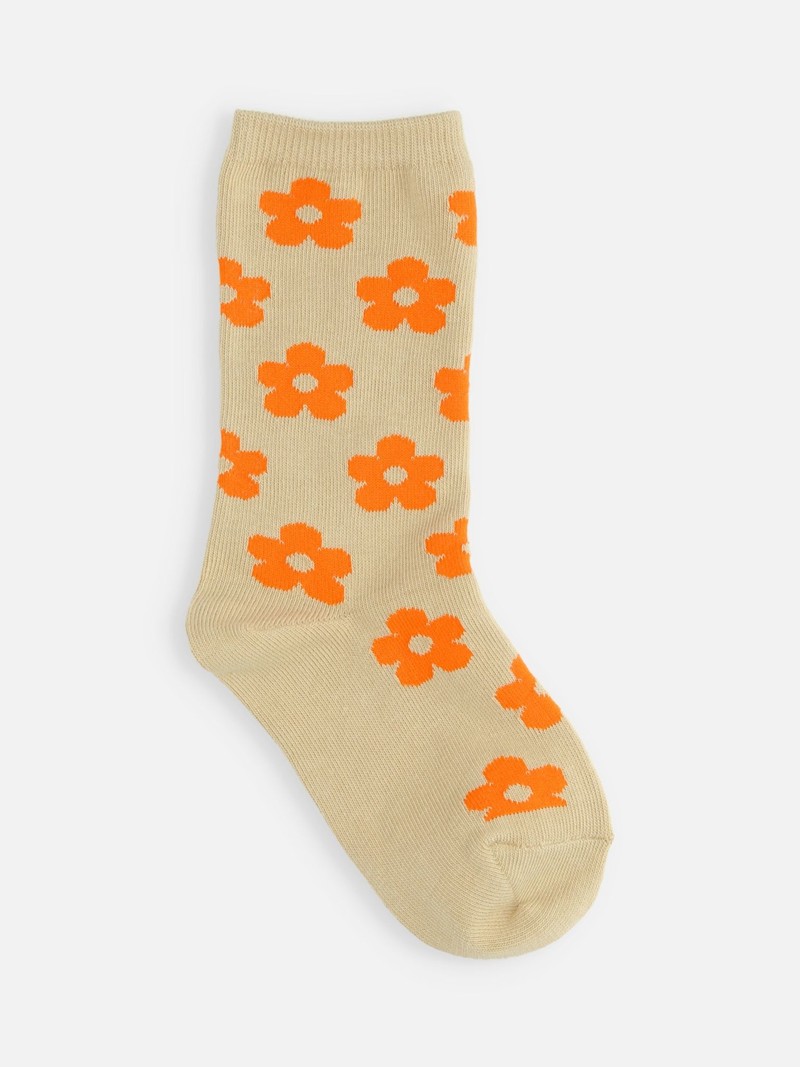 Kids Flower Pattern Crew Socks 16-18cm