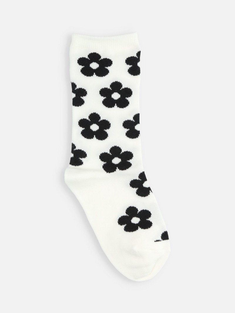 Kids Flower Pattern Crew Socks 19-21cm