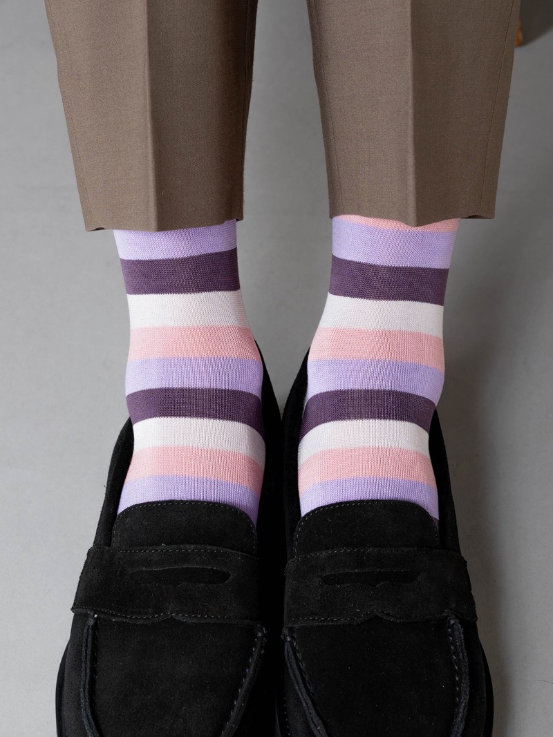Mi-chaussette rayures multicolores M