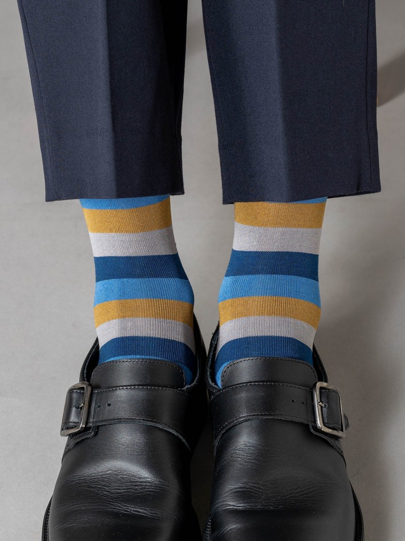 Multicolour Stripe Mid-Calf Socks M