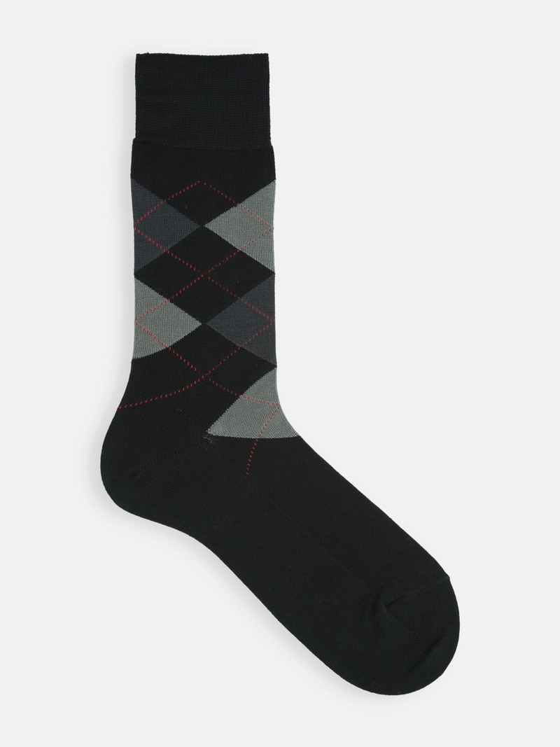 Argyle Pattern Mid-Calf Socks M