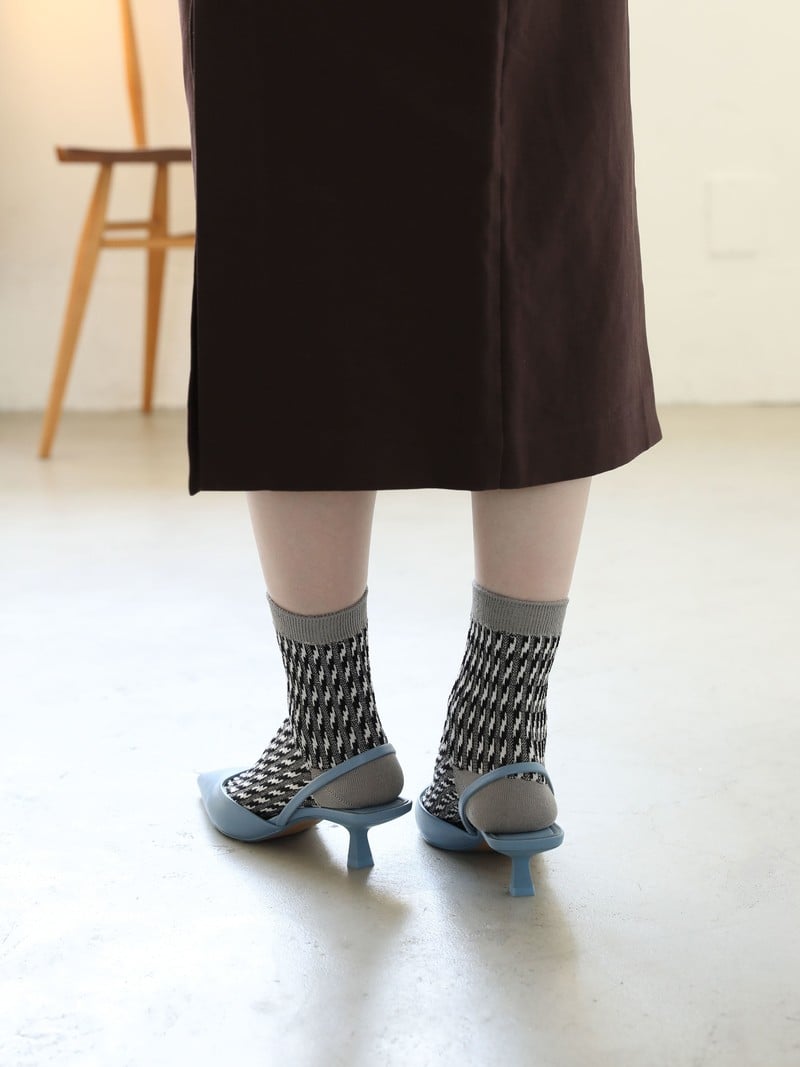 Jacquard Panel Stripe Mid-Calf Socks M - TABIO E-SHOP Paris